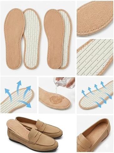 Happystep Cotton Terry Cloth Insoles, Barefoot Shoe Inserts, Sweat Absorption, Odor Control, Moisture-Wicking, Washable and Reusable, Zero Drop Shoe Insoles, 2 Pairs of in Tan (Women Size 9) in Kuwait