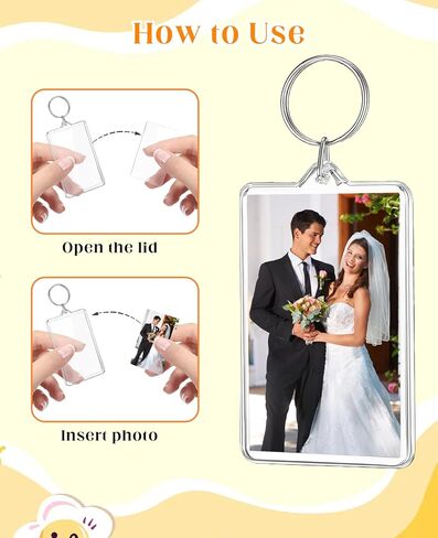 20pcs Acrylic Photo Frame Keychain Holder, 2 X 3 Inch Pictures Insert Blank Keyring Clear Picture Holders for Diy Craft Gift in Kuwait
