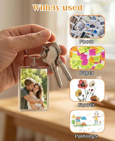 20pcs Acrylic Photo Frame Keychain Holder, 2 X 3 Inch Pictures Insert Blank Keyring Clear Picture Holders for Diy Craft Gift in Kuwait