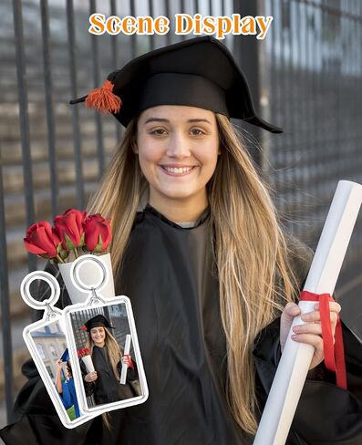 20pcs Acrylic Photo Frame Keychain Holder, 2 X 3 Inch Pictures Insert Blank Keyring Clear Picture Holders for Diy Craft Gift in Kuwait