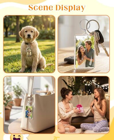 20pcs Acrylic Photo Frame Keychain Holder, 2 X 3 Inch Pictures Insert Blank Keyring Clear Picture Holders for Diy Craft Gift in Kuwait