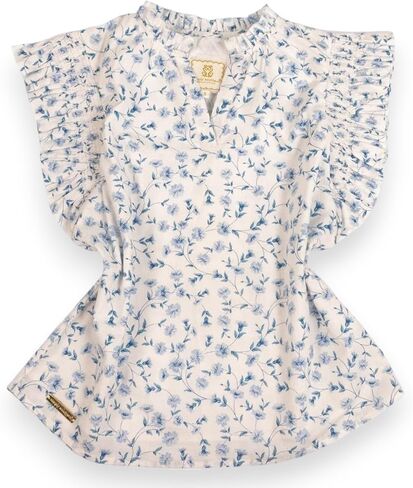 Simply Southern Blue Daisy Ruffle Sleeve Blouse in Saudi Arabia
