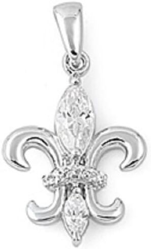 CloseoutWarehouse Cubic Zirconia Fleur De Lis Pendant Sterling Silver in Saudi Arabia