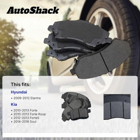 AutoShack Front Ceramic Brake Pad Set Replacement for 2014-2016 Kia Soul 2009-2012 Hyundai Elantra 2010-2013 Kia Forte 4-PC in Saudi Arabia