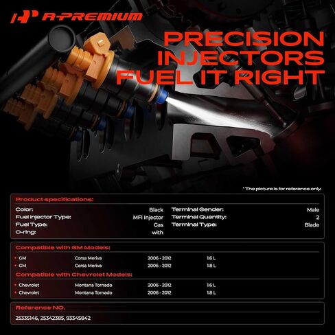 A-Premium Fuel Injector Compatible with GM Corsa Meriva & Chevy Montana Tornado 2006-2012 1.6L 1.8L, Replace# 25335146 in Kuwait