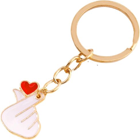 سلسلة مفاتيح على شكل قلب بإصبع محظوظ، سحر يد الحب بالمينا الذهبية، إكسسوارات عصرية رائعة للأزواج، هدية تذكارية للحب المتبادل، قلادة متعددة الوظائف in Kuwait