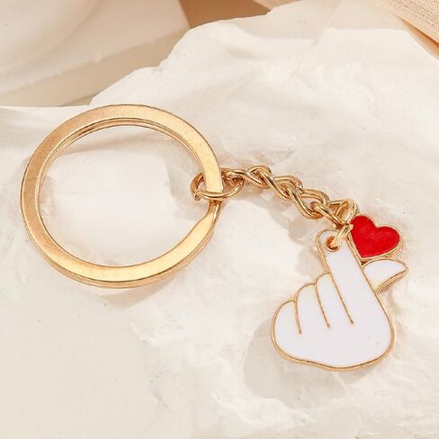 سلسلة مفاتيح على شكل قلب بإصبع محظوظ، سحر يد الحب بالمينا الذهبية، إكسسوارات عصرية رائعة للأزواج، هدية تذكارية للحب المتبادل، قلادة متعددة الوظائف in Kuwait