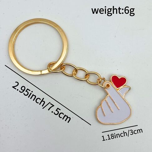 سلسلة مفاتيح على شكل قلب بإصبع محظوظ، سحر يد الحب بالمينا الذهبية، إكسسوارات عصرية رائعة للأزواج، هدية تذكارية للحب المتبادل، قلادة متعددة الوظائف in Kuwait