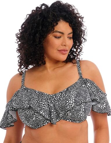 Elomi Women's Pebble Cove Bardot Ruffle Underwire Bikini Top (ES801106) in Saudi Arabia