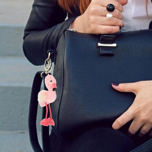 Flamingo Keychain Plush Bag Charm Cute Hanging Pendant for Keys Backpacks Handbags Creative Flamingo Decoration Gift for Spring Summer in Saudi Arabia