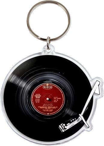 Vintage Vinyl Record Keychain with Turntable Design, Acrylic Retro Music Theme Keyring, Lightweight Novelty Key Chain Accessory in Saudi Arabia