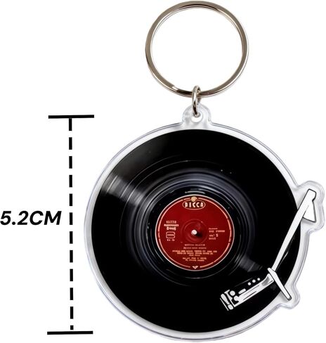 Vintage Vinyl Record Keychain with Turntable Design, Acrylic Retro Music Theme Keyring, Lightweight Novelty Key Chain Accessory in Saudi Arabia