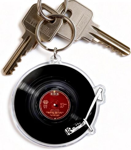 Vintage Vinyl Record Keychain with Turntable Design, Acrylic Retro Music Theme Keyring, Lightweight Novelty Key Chain Accessory in Saudi Arabia