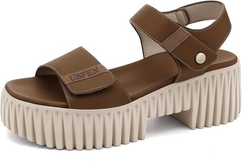 UBFEN Womens Platform Sandals Comfortable Arch Support for Summer Dressy Casual Lightweight Chunky Heel 2 Adjustable Straps in Kuwait