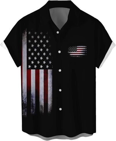 WHO IN SHOP Men's 4th of July Shirts American Flag Patriotic Shirts Short Sleeve Button Up USA Memorial Day Shirts in Kuwait