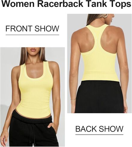 Women Scoop Neck Racerback Tank Tops for Women Workout Crop Basic Camisole Athletic Ribbed Fitted Backless Yoga Shirts in Saudi Arabia