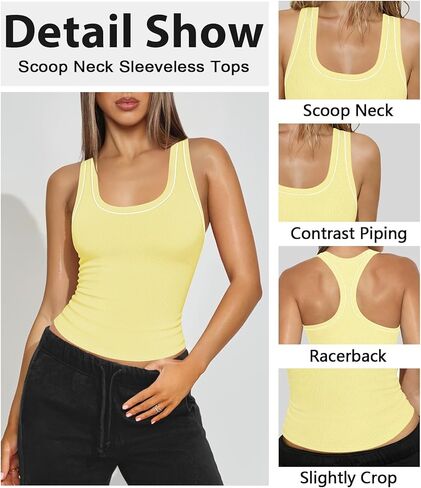 Women Scoop Neck Racerback Tank Tops for Women Workout Crop Basic Camisole Athletic Ribbed Fitted Backless Yoga Shirts in Saudi Arabia
