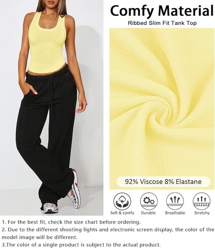 Women Scoop Neck Racerback Tank Tops for Women Workout Crop Basic Camisole Athletic Ribbed Fitted Backless Yoga Shirts in Saudi Arabia