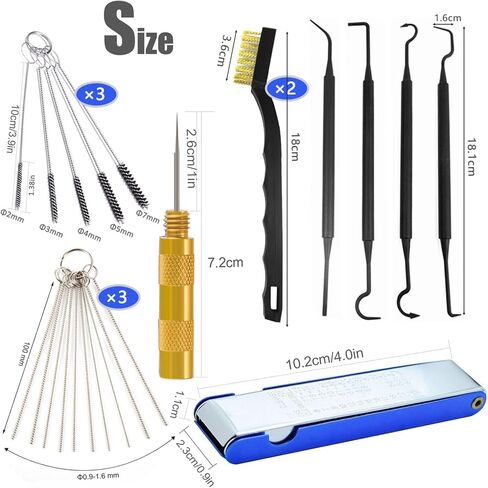 مجموعة أدوات تنظيف المكربن، مجموعة منظف رأس الشعلة البخاخة تتضمن فرشتين برأس واحد و30 إبرة و15 فرشاة نايلون و13 سلك تنظيف ومكشطة واحدة و4 خطافات نظيفة لحام المنشار الكهربائي للدراجات النارية ATV in Kuwait