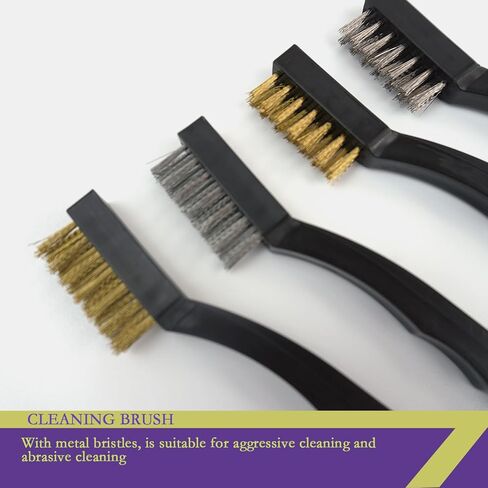 مجموعة أدوات تنظيف المكربن، مجموعة منظف رأس الشعلة البخاخة تتضمن فرشتين برأس واحد و30 إبرة و15 فرشاة نايلون و13 سلك تنظيف ومكشطة واحدة و4 خطافات نظيفة لحام المنشار الكهربائي للدراجات النارية ATV in Kuwait