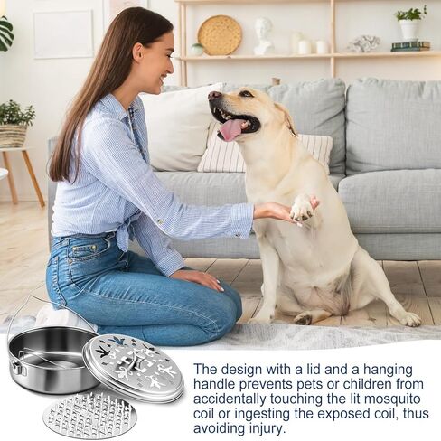 6 عبوات من حامل لفائف البعوض المحمولة مع مقبض مبخرة ملف البخور مع غطاء مقاوم للحريق، صندوق بخور من خشب الصندل والبعوض للاستخدام الخارجي في الفناء وحمام السباحة والتخييم والصيد in Kuwait