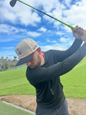 Logie Joe's Breakfast Ball Golf Hat | Snapback Cap | Built-in Magnetic Ball Marker Holder + Marker Included | Adjustable | Mulligan Tan in Kuwait