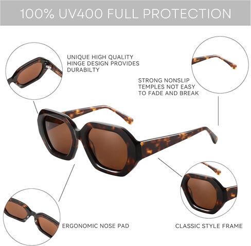 ZENOTTIC Trendy Polarized Sunglasses for Women: Designer Hexagon Sun Glasses for Ladies - Retro shades with UV400 Protection in Saudi Arabia