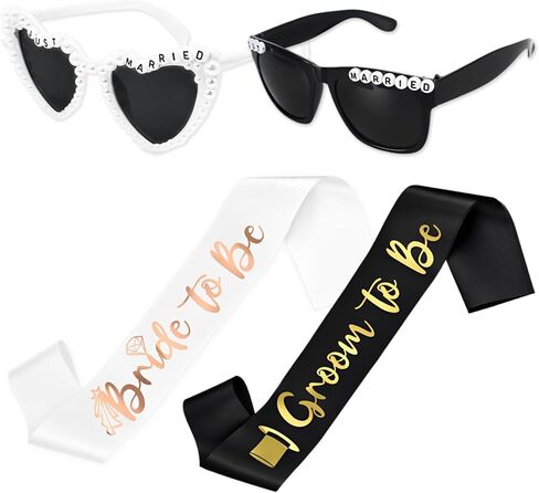 نظارات شمسية ووشاح للعروس والعريس لحفلات الزفاف المتزوجة للتو، وديكورات وإكسسوارات حفلات خطوبة الزفاف، وهدايا الزفاف in Kuwait