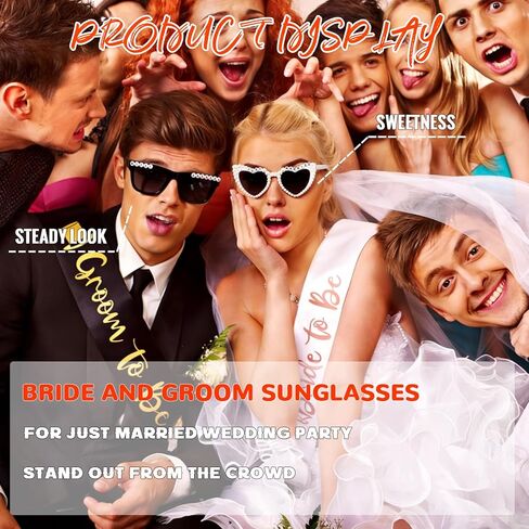 نظارات شمسية ووشاح للعروس والعريس لحفلات الزفاف المتزوجة للتو، وديكورات وإكسسوارات حفلات خطوبة الزفاف، وهدايا الزفاف in Kuwait