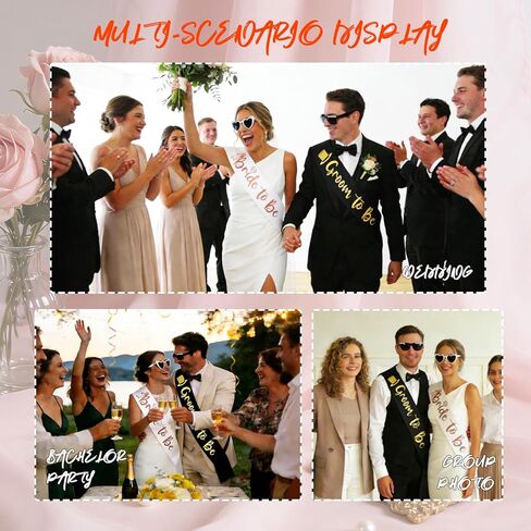 نظارات شمسية ووشاح للعروس والعريس لحفلات الزفاف المتزوجة للتو، وديكورات وإكسسوارات حفلات خطوبة الزفاف، وهدايا الزفاف in Kuwait