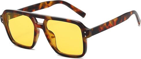 نظارات شمسية بإطار مربع من PORADAY للنساء والرجال، نظارات شمسية كلاسيكية عتيقة من التسعينيات، ظلال سوداء in Kuwait