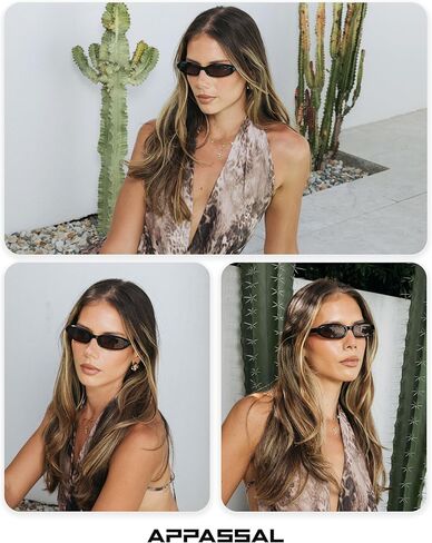 Retro Tiny Oval Cat Eye Sunglasses for Women Small Face Narrow Style Trendy Polarized Cool Rave Sunnies AP3767 in Saudi Arabia