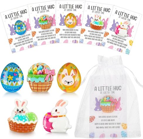 40 Sets Easter Little Pocket Hug Gifts Bulk Rabbit Easter Eggs Pocket Hug Token with Cards and Bags, Small Gifts for Employee Appreciation Staff Coworker Present(Lovely) in Saudi Arabia