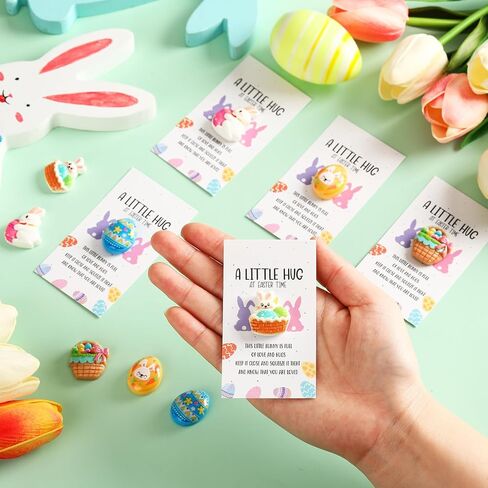 40 Sets Easter Little Pocket Hug Gifts Bulk Rabbit Easter Eggs Pocket Hug Token with Cards and Bags, Small Gifts for Employee Appreciation Staff Coworker Present(Lovely) in Saudi Arabia