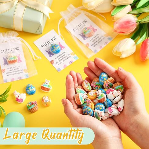 40 Sets Easter Little Pocket Hug Gifts Bulk Rabbit Easter Eggs Pocket Hug Token with Cards and Bags, Small Gifts for Employee Appreciation Staff Coworker Present(Lovely) in Saudi Arabia