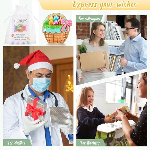 40 Sets Easter Little Pocket Hug Gifts Bulk Rabbit Easter Eggs Pocket Hug Token with Cards and Bags, Small Gifts for Employee Appreciation Staff Coworker Present(Lovely) in Saudi Arabia
