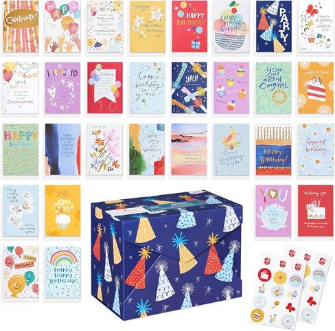American Greetings 30-Count Birthday Card Assortment Box with Envelopes, Seals, and Storage Box (Kathy Davis Designs, Cake) in Saudi Arabia