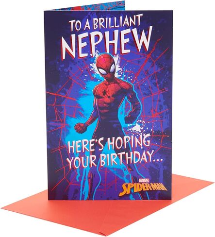UK Greetings | Marvel Spider-Man Birthday Card for Nephew | Happy Birthday Gifts | Him, Boys, Men | Bold Design | With Envelope | 155 x 235 mm in Kuwait