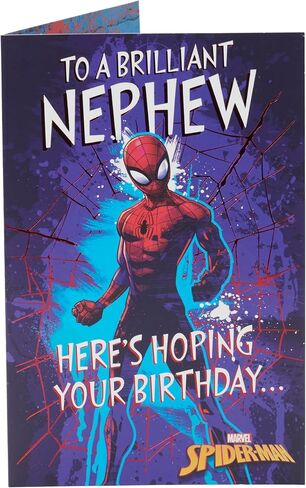 UK Greetings | Marvel Spider-Man Birthday Card for Nephew | Happy Birthday Gifts | Him, Boys, Men | Bold Design | With Envelope | 155 x 235 mm in Kuwait