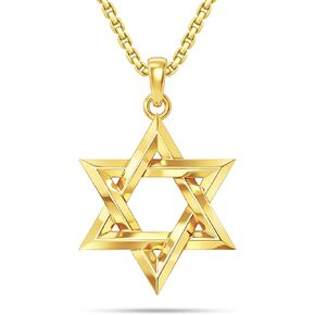 Star of David Necklace for Men, Sterling Silver Men Star of David Pendant Necklace Gold / Silver / Black, Faith Spitural Protection Jewelry Christmas Gift For Husband Father Boyfriend Him on Birthday Anniversary Christmas in Kuwait