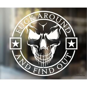 ملصق جمجمة FAFO - ملصق لاصق أبيض اللون لنافذة سيارتك أو شاحنتك in Kuwait