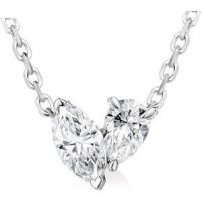 Moissanite Sparkly Dainty Pendant Necklace for Women, Eye/Toi Et Moi Design, Solid 925 Sterling Silver, 16"/18"/20" Adjustable, Anniversary Birthday Christmas Mothers Day Jewelry Gifts for Mom Wife in Kuwait