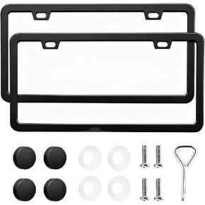 Car License Plate Frames, 2PCS 2 Holes Stainless Steel Vehicle License Plate Holder with Screws Washers Caps, Automotive Exterior Tag Holder Cover, Universal for SUV RV Truck (Pink) in Kuwait