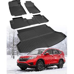 Floor Mats & Cargo Liner for Honda CR-V 2012–2016 Full Set, All Weather TPE Rubber Floor Liners Trunk Mat for Honda CR-V LX EX SE (No Subwoofer), Not for EX-L/Touring, CR-V Accessories Black in Kuwait