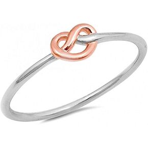 Blue Apple Co. Mini Love Knot Heart Ring Band Tangled Knot 925 Sterling Silver Choose Color in Saudi Arabia
