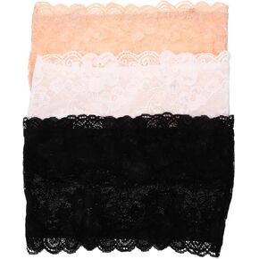 3 قطع من قطع علوية نسائية من الدانتيل بدون حمالات - حمالة صدر قابلة للتمدد بدون خياطة للارتداء اليومي، ألوان متنوعة (S) in Kuwait