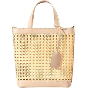 حقيبة شاطئ منسوجة من القش للنساء، حقيبة دلو صيفية بمقبض علوي وحقيبة يد برباط ومحافظ من الخيزران in Kuwait