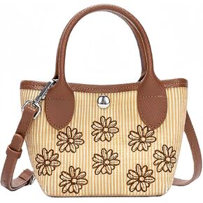 Straw Purse Flower Woven Satchel Shoulder Bag Daisy Floral Embroidery Summer Vacation Beach Bucket Tote Handbag in Kuwait