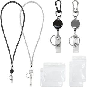حبال لبطاقات سفينة الرحلات البحرية، قطعتان من حبل شارة قابل للسحب مع حامل لبطاقة الهوية، حبل كريستال بلينغ للنساء والرجال، مجموعة فضية وسوداء للعمل والمؤتمرات والأحداث والتمريض والمعلمين in Kuwait