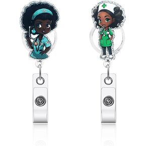 Cute Funny Nurse Badge Reel,Personalized ID Name Badge Holder with Retractable Clip,Work Badge Clip for RN CNA LPN LVN Medical Worker Doctor Nursing Student in Kuwait